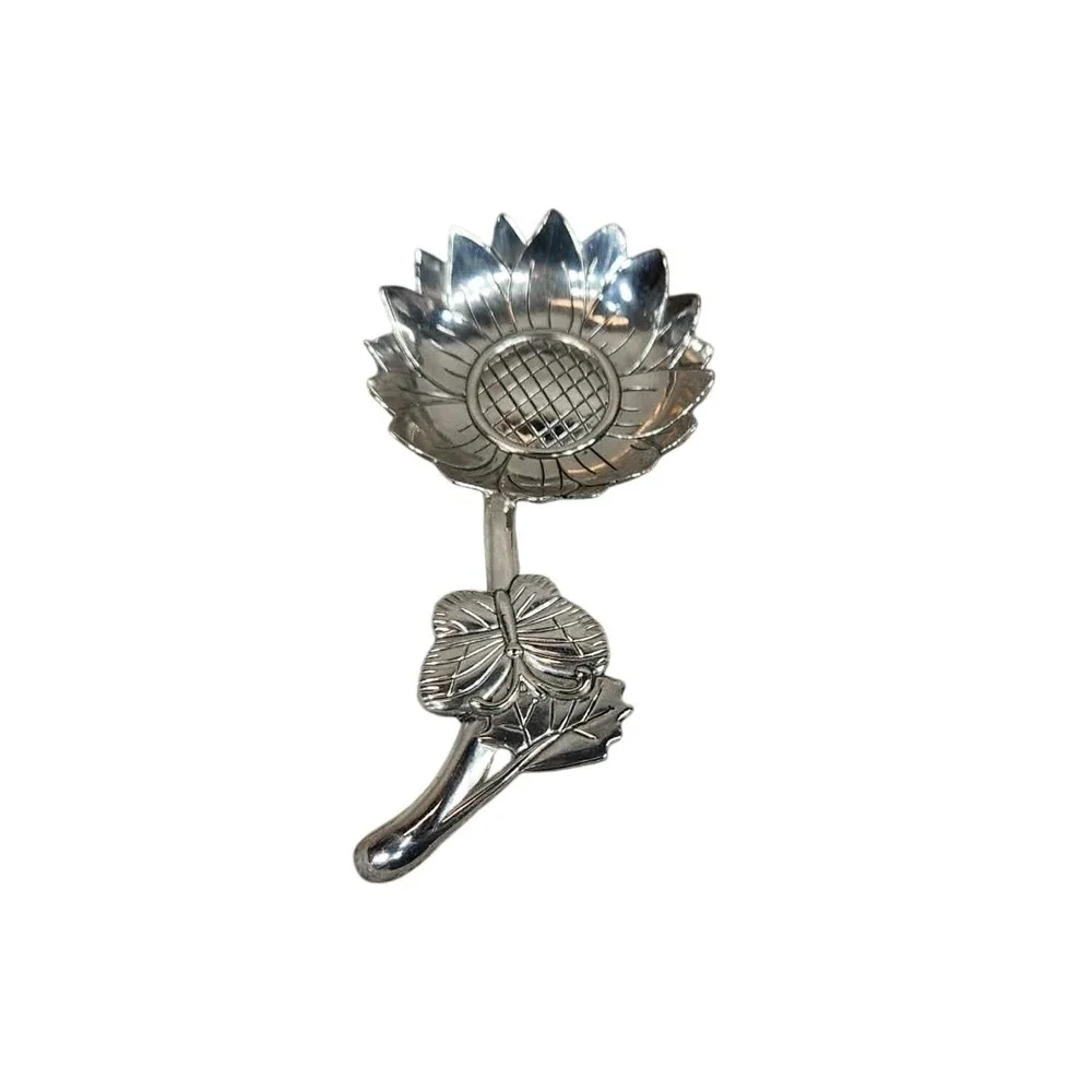 Sunflower Spoon Silver Butterfly Accent Botanical Decorative‎ Tea Size
